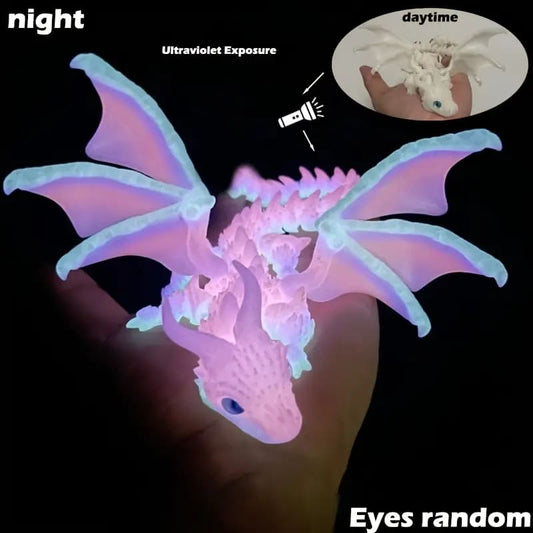 1pc 3D Printed Flexible Wing Dragon Statue, Mixed Color, Plastic, with Desktop Decoration, for Teenager and Adult 14+ Birthday Gift Tudoushop