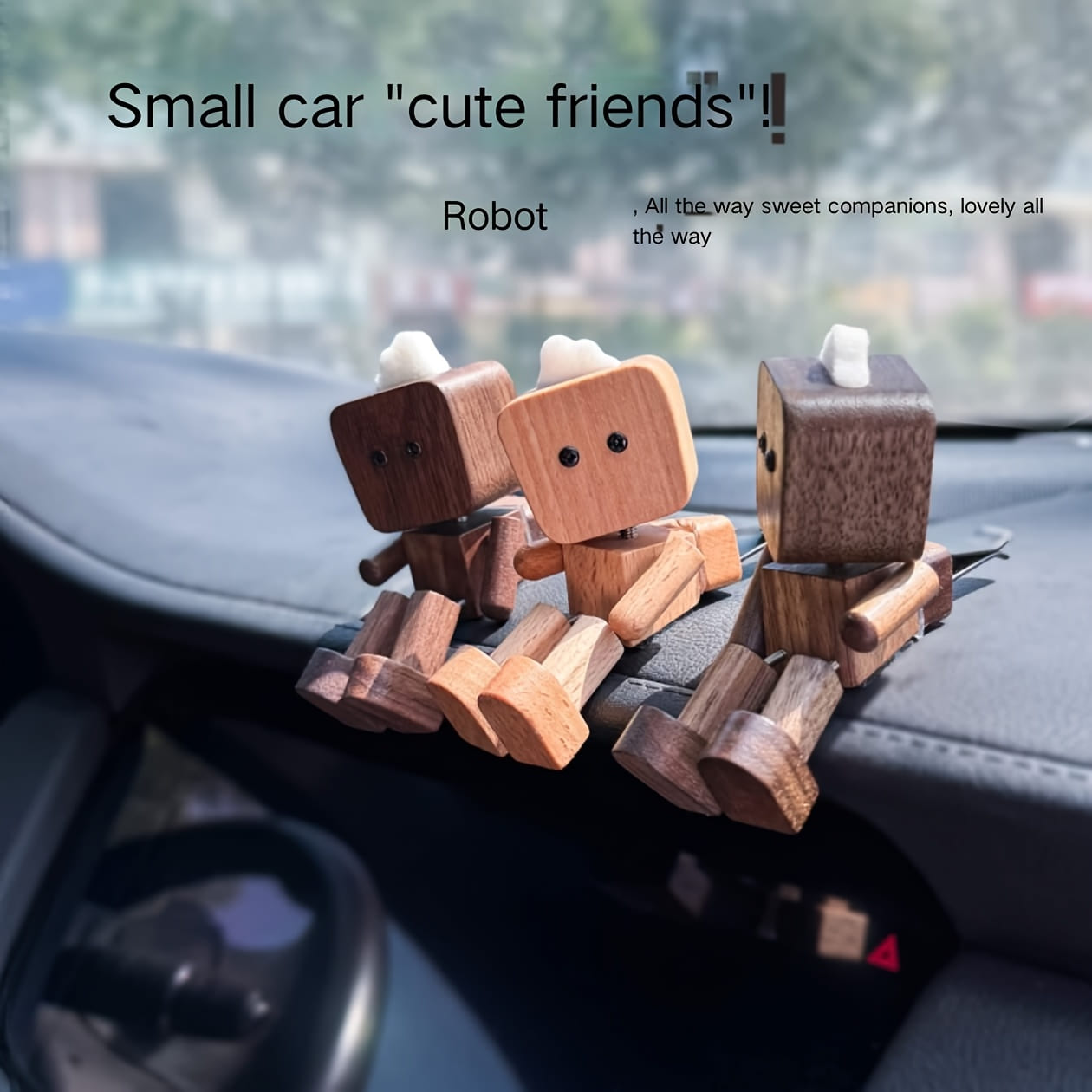 Wooden Car Air Freshener Diffuser - Multifunctional Fun Desk Decor with Shaking Legs, No Battery Needed, Natural Wood Design for Office & Home, Car Interior Accessories, Car Air Freshener, Playful Design, Natural Wood Finish, Without Battery Tudoushop
