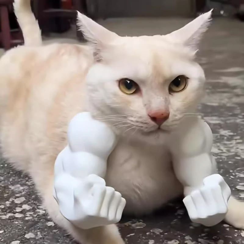 Super Muscle Arm Cat Toy with Moving Muscles - Interactive Posable Arm with Flexing Biceps & Paw Attachment, Durable Plastic Construction for Playtime, Pranks, Photo Shoots - Funny Pet Prop for Cats, All Breeds & Sizes, Halloween Costume Accessory, Superh Tudoushop