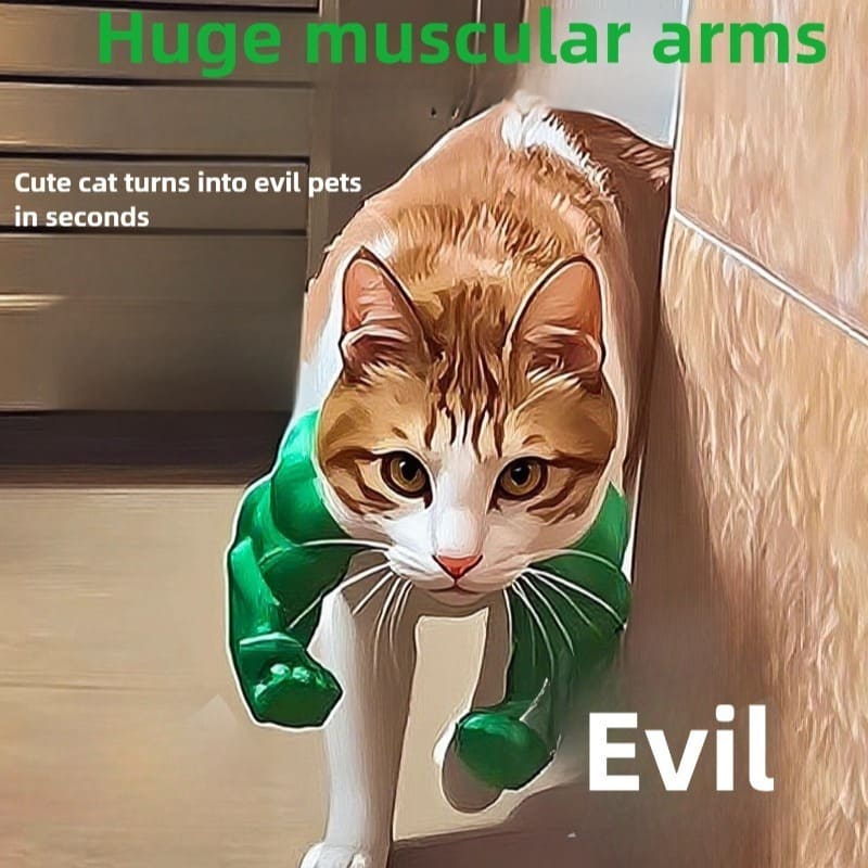 Super Muscle Arm Cat Toy with Moving Muscles - Interactive Posable Arm with Flexing Biceps & Paw Attachment, Durable Plastic Construction for Playtime, Pranks, Photo Shoots - Funny Pet Prop for Cats, All Breeds & Sizes, Halloween Costume Accessory, Superh Tudoushop
