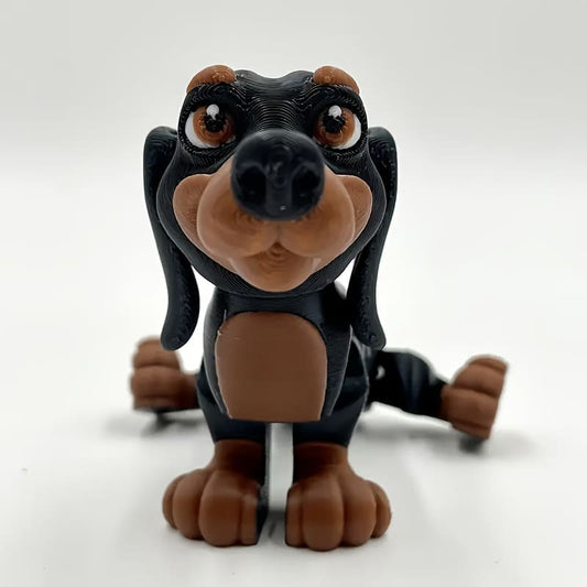 Vintage Cartoon-Style Dachshund Dog Figurine - Black & Tan Plastic Tabletop Decor, No Electricity Needed, Perfect Gift for Pet Lovers, Birthdays, Office & Festive Home Decor, Office Decoration | Decorative Figurine | Plastic Construction, Cartoon Dogfor C Tudoushop