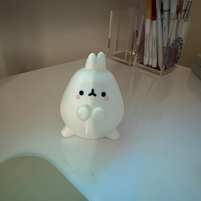 Cute Rabbit-Shaped Pen Holder & Cable Organizer - White Plastic, Novelty Desk Accessory Tudoushop