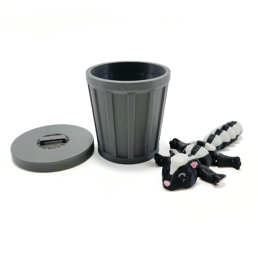 3D Printed Raccoon Trash Can Decor - ABS Polished Cylindrical Spinning Lid Trash Bin with Striped Design, Dual-Purpose Home Office Decor & Holiday Party Gift, Raccoon Decor, Playful Waste Bin, Playful Design, Durable Construction, Detailed Texture Tudoushop